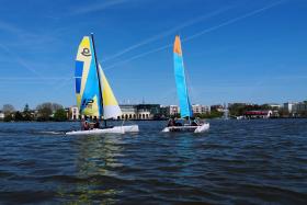 Bateaux sur le lac d'Enghien