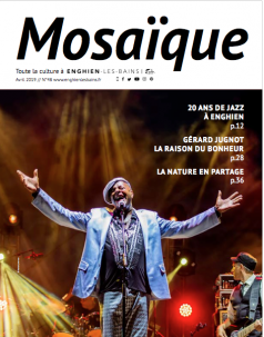 Couverture du magazine Mosaique avec en gros plan un chanteur
