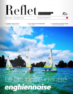 couverture du magazine municipal Reflet numéro 107 novembre-décembre 2019 "Le lac, notre identité enghiennoise"